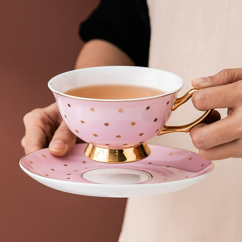 Coffee Tea Game - Ceramiczne różowe kubki do kawy z