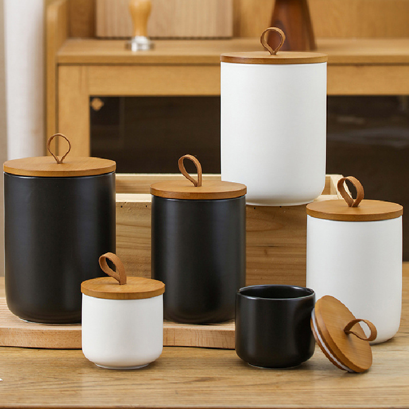 Coffee Tea Sugar Canister Set - Nordyczny ceramiczny pojemnik do przechowywania matowy
