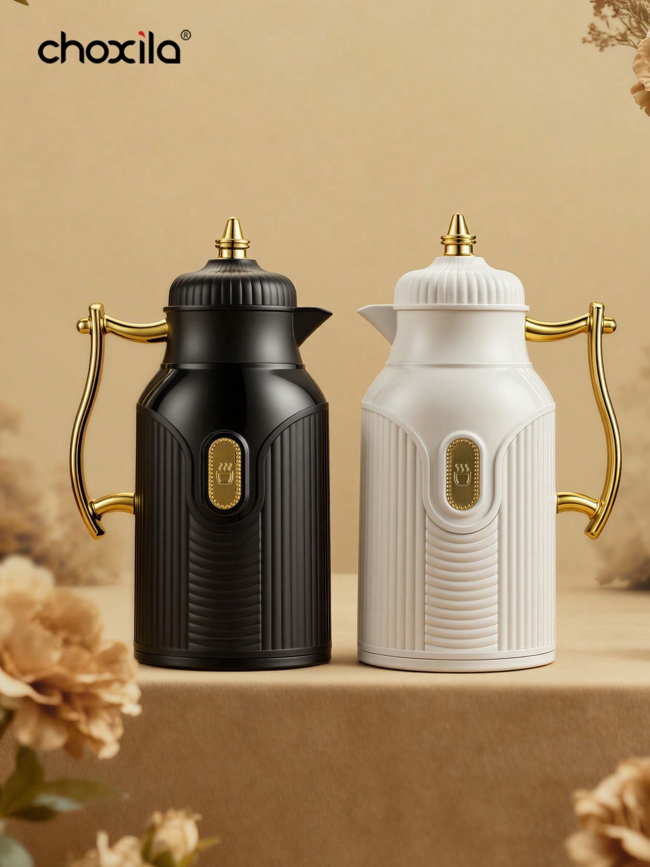 Coffee Y Tea - 1 szt. Duży termos izolowany, pozłacany