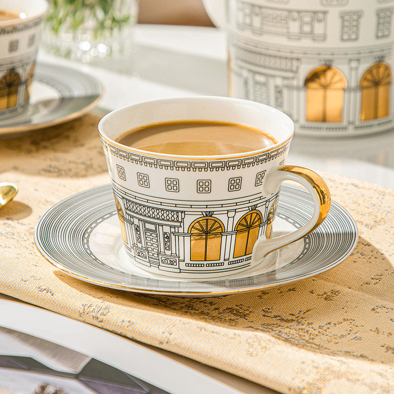 Coffee Tea Game - Architektoniczny kubek i spodek Kubek do