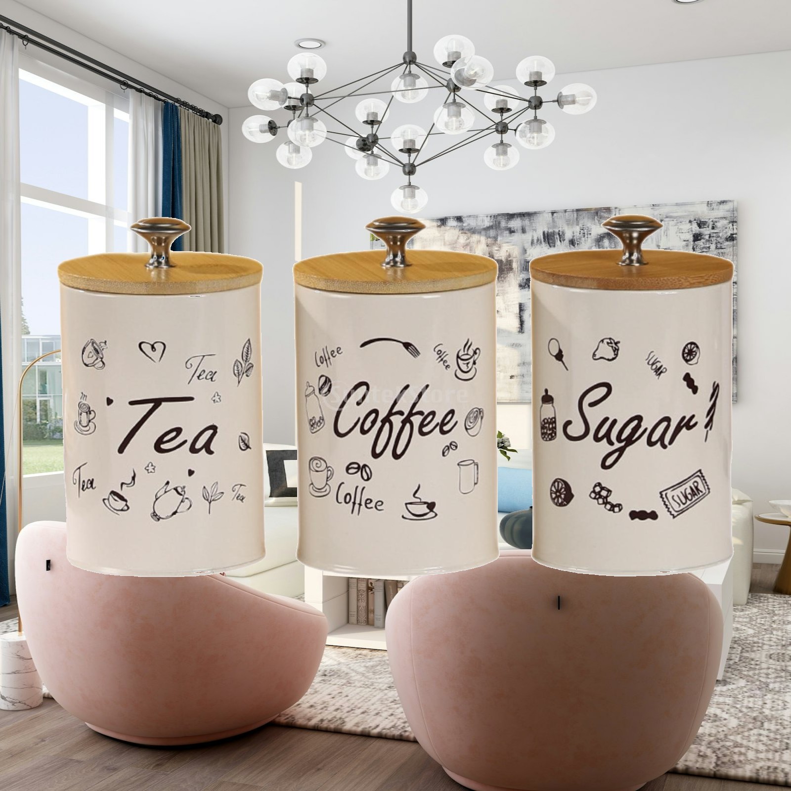 Zestaw pojemników na kawę, her – Coffee Tea Sugar Canister Set recenzja i cena