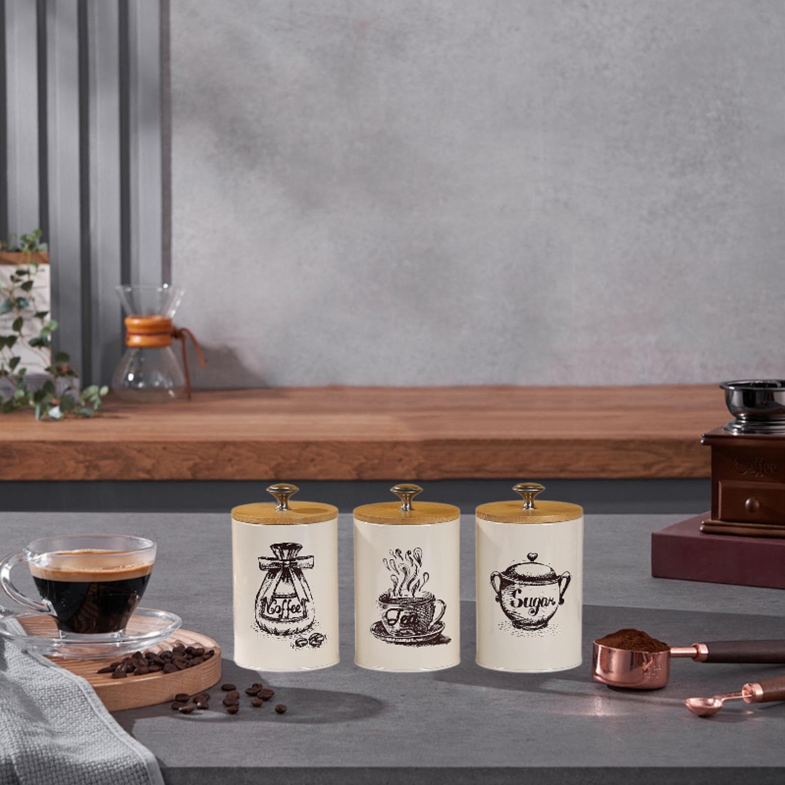 Zestaw pojemników na kawę, her – Coffee Tea Sugar Canister Set recenzja i cena