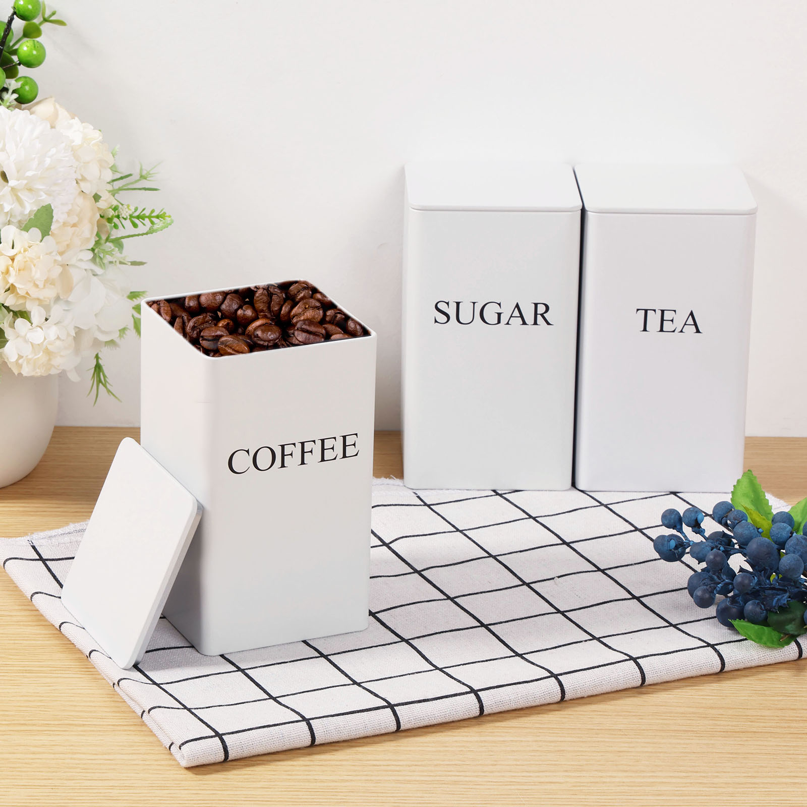 3 szt. Kanistry do przechowywa – Coffee Tea Sugar Canister Set recenzja i cena