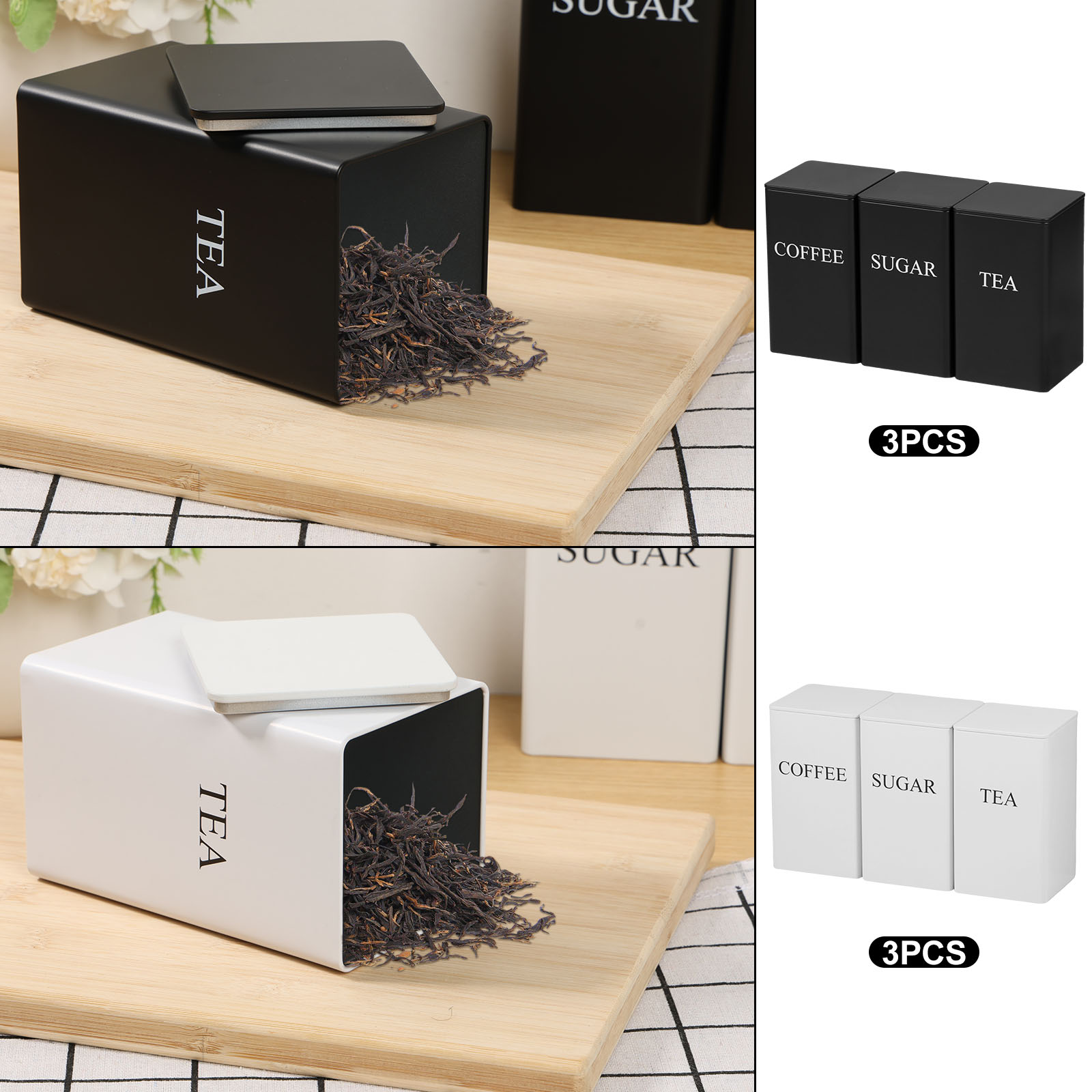 3 szt. Kanistry do przechowywa – Coffee Tea Sugar Canister Set recenzja i cena