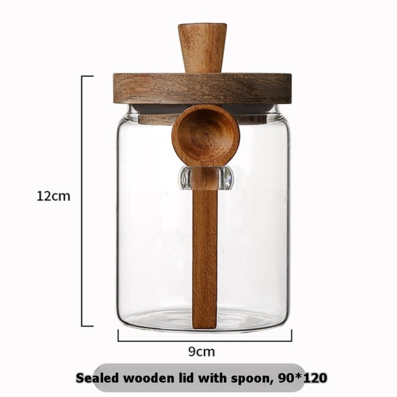 ABJI - Szklane słoiki z drewni – Coffee Tea Sugar Canister Set recenzja i cena