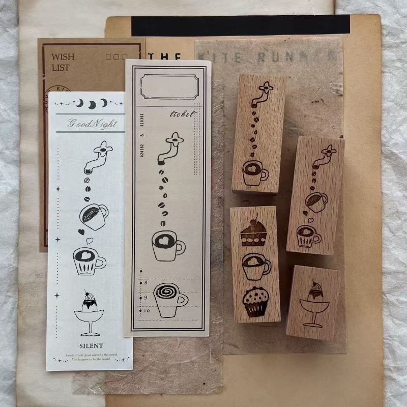Vintage Uroczy Stempel Drewnia – Coffee Tea Photos recenzja i cena