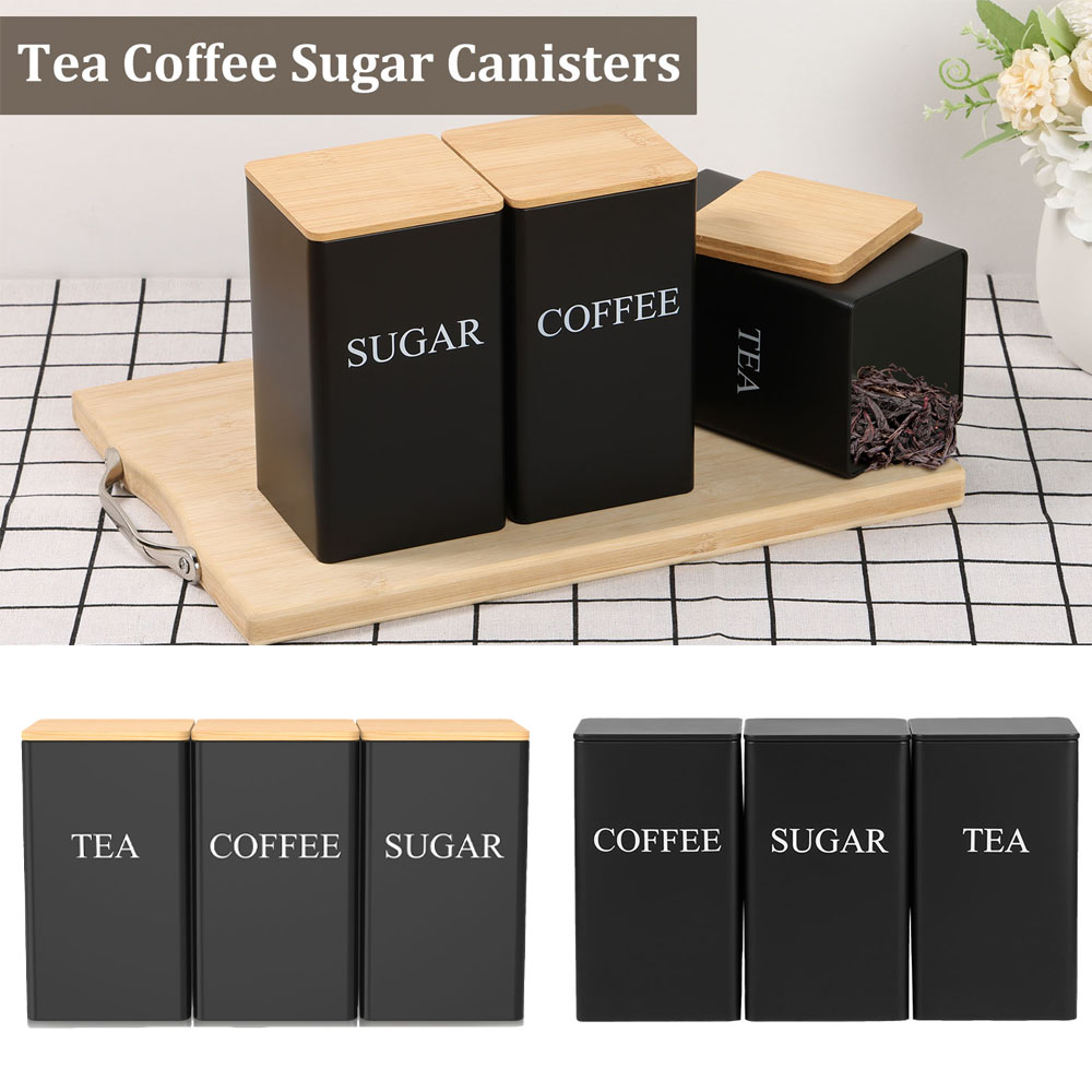 Metalowy pojemnik na kawę i he – Coffee Tea Sugar Canister Set recenzja i cena